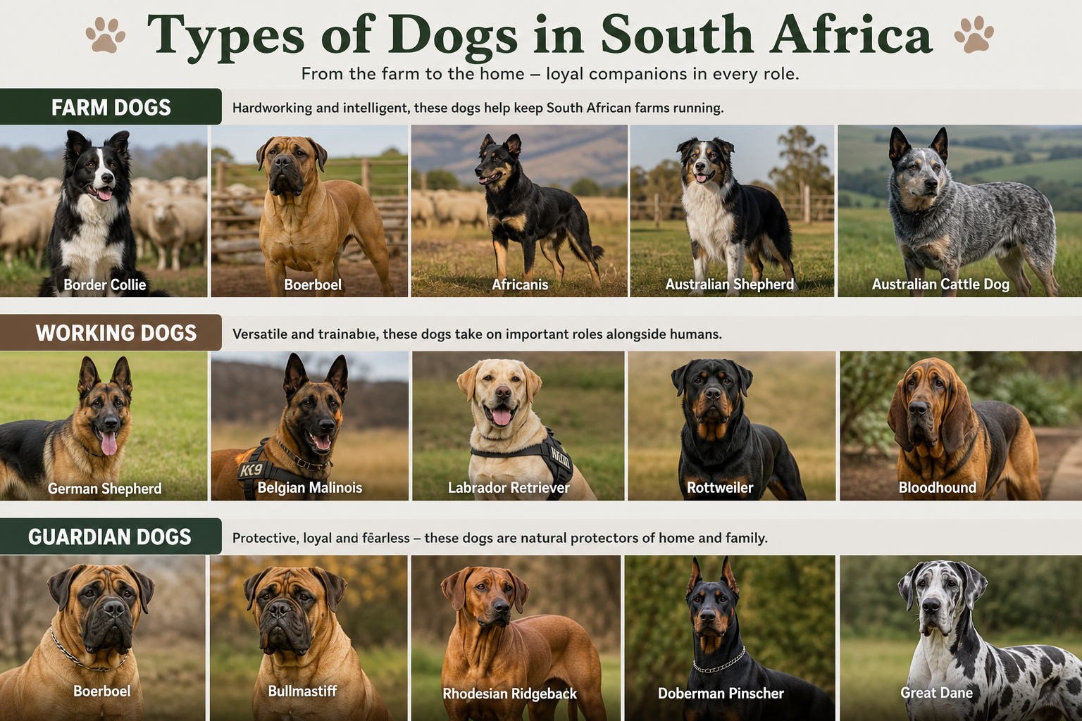 Farm, working and guardian breeds