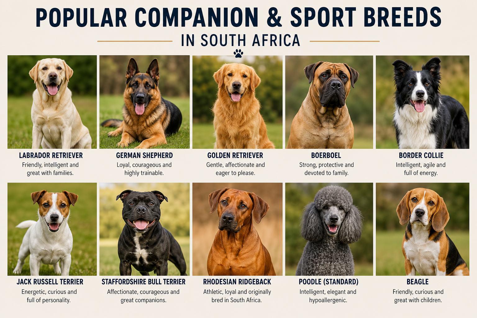 Popular companion and sport breeds